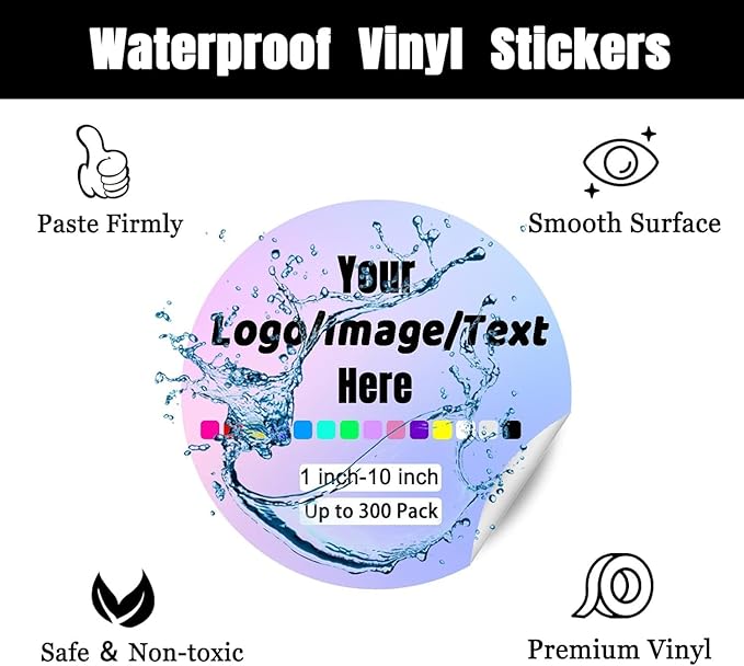 Custom Stickers for Weddings, Birthdays & Businesses - Personalized Labels with Your Logo - Waterproof, Fade and Heat Resistant - Pack of 100-1000 (Wreath V, 3 Inch)