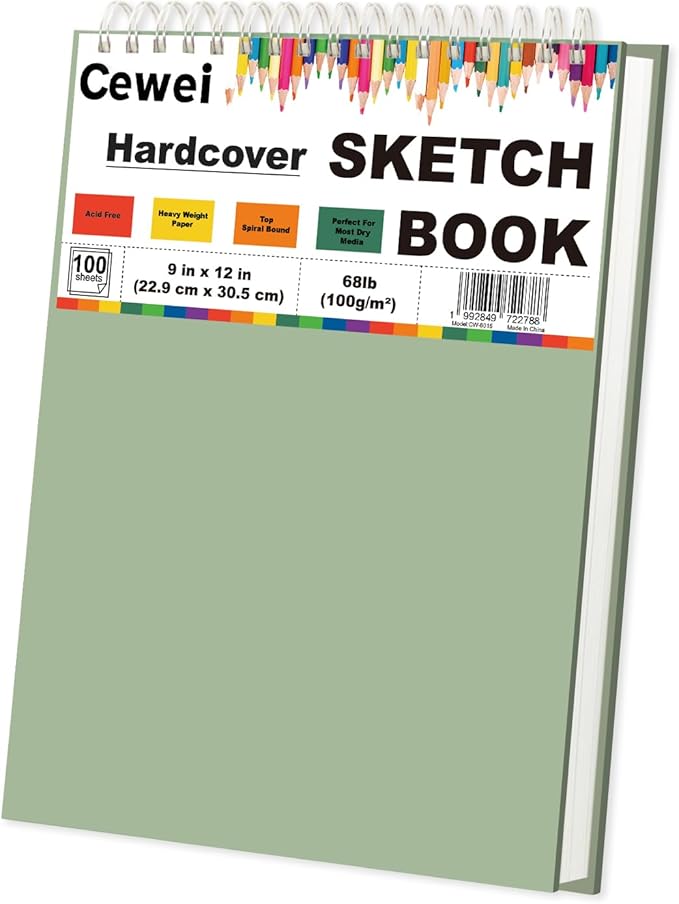 Sketch Pad 9x12 Inch, 1 Pack-100 Sheets Spiral Drawing Paper for Kids，68lb/100gsm Drawing Sketchbook for Kids Ages 8-12, Drawing Book for Adults, Teens, Painting, Drawing & Art Supplies.
