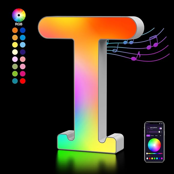 OJQ Light Up Letters LED Letter - Marquee Letters Room Decor Alphabet Letter Music Sync Color Change Colorful - Christmas Birthday Gifts for Girl - Teen Girls Gifts Party Home Wall Decor