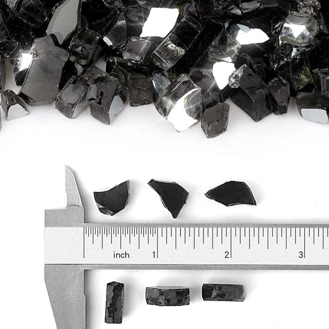 Stanbroil 10-Pound Fire Glass - 1/4 inch Reflective Tempered Fire Glass for Fireplace Fire Pit, Onyx Black Reflective