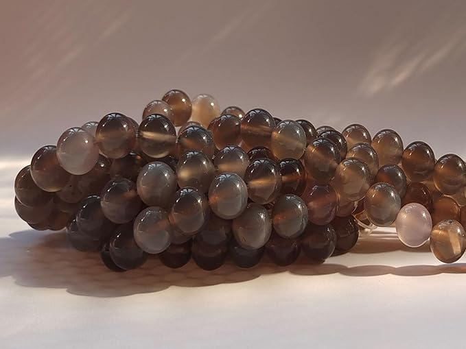 Stone Beads 6mm 140pcs Grey Agate Beads Round Loose Gemstones Beads for Bracelet Necklace Jewelry Making (6mm, 60620 Grey Agate)