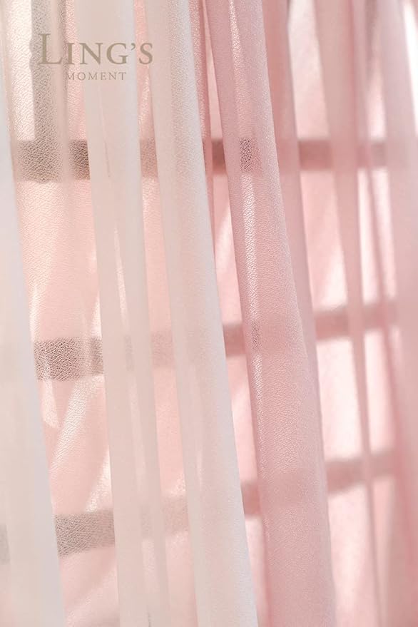 Ling's Moment Sheer Chiffon Table Cloth & Runner Set for 3x4ft Rectangle Table Decor in Dusty Rose & Blush for Wedding Reception and Parties