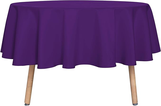 sancua Round Tablecloth - 60 Inch - Water Resistant Spill Proof Washable Polyester Table Cloth Decorative Fabric Table Cover for Dining Tables, Buffet Parties and Camping, Purple