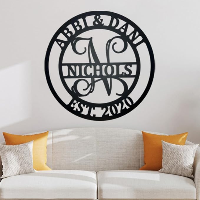 NAZENTI Personalized Name Metal Sign Gift For Couple, Wedding Gift, Family Name Sign, Outdoor Name, Anniversary, Home Decor, Front Door