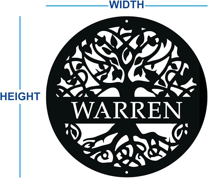 Personalized Tree of Life Metal Sign, Custom Last Name Signs Family Monogram, Made in USA