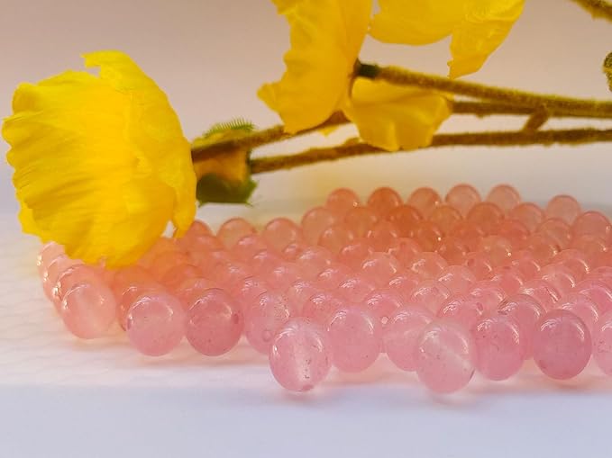 Stone Beads 6mm 140pcs Pink Chalcedony Beads Round Loose Gemstones Beads for Bracelet Necklace Jewelry Making (6mm, 60627 Pink Chalcedony)