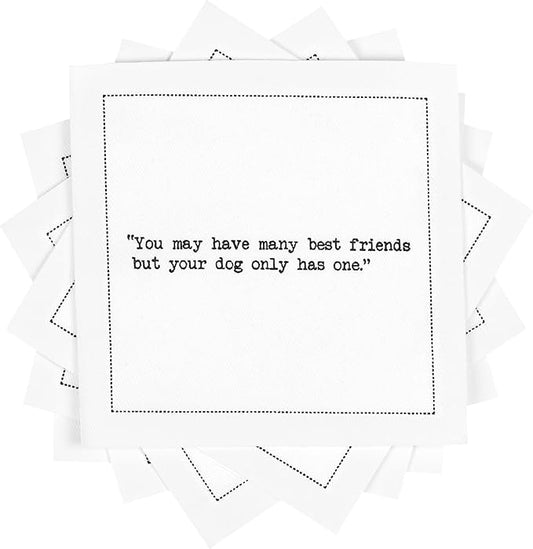FIVE STAR NAPKINS Dog Quotes, White Cotton Cocktail Napkins, Beverage Napkins, Bar Napkins, Cloth Napkins, Party Napkins, Events, Holidays, Weddings, Birthdays, Disposable, 4.5'' x 4.5''- (50x)