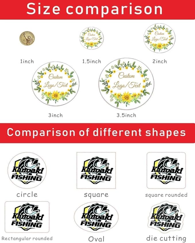 Custom Stickers for Weddings, Birthdays & Businesses - Personalized Labels with Your Logo - Waterproof, Fade and Heat Resistant - Pack of 100-1000 (Custom Text, 2.5 Inch)