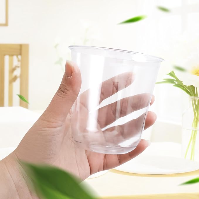 Disposable Stemless Glasses 12oz Crystal Plastic Cups Disposable Cold Party Drinking Cups Wine Glasses for Meeting Weddings Birthdays Cocktail Christmas Party Supplies (Clear, 50 Pcs)