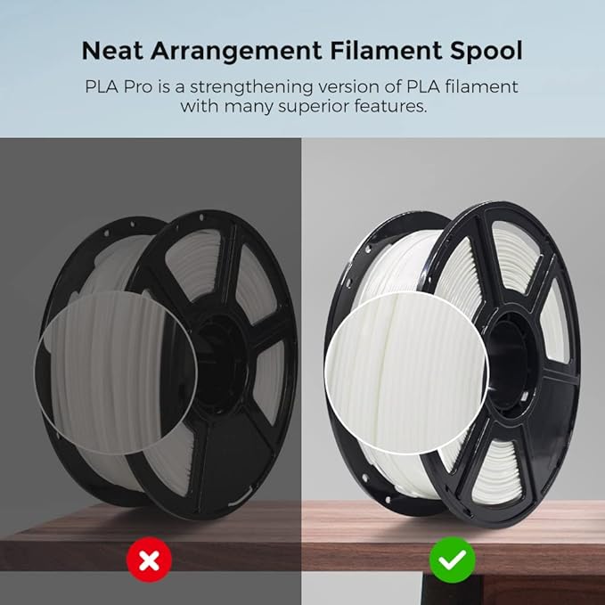 FLASHFORGE 3D Printer Filament, PLA PRO Filament 1.75mm, 1KG Spool (2.2lbs), Dimensional Accuracy +/- 0.02mm for FDM 3D Printers, Better Tenacity & No Knotting (White)