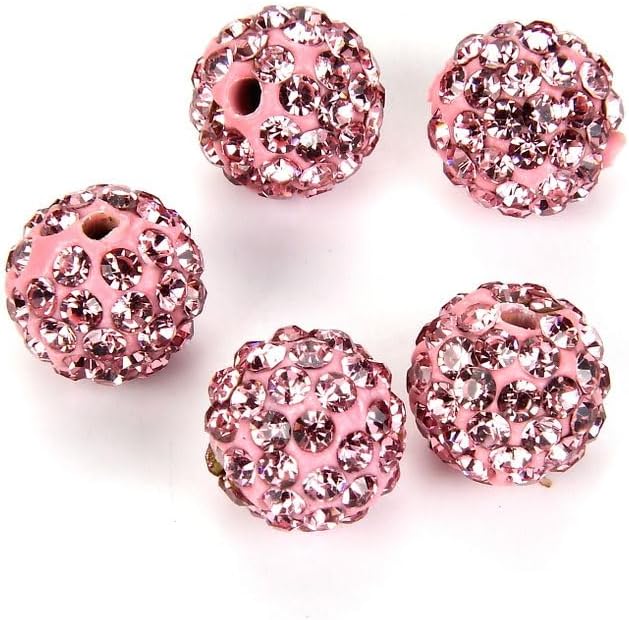 50pcs Adabele Grade A Suncatcher Crystal Rhinestone Pave Loose Beads 12mm Light Rose Pink Polymer Clay Disco Ball Spacers Compatible with Shamballa All Craft Jewelry Making DB12-55