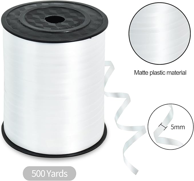 TONIFUL 500 Yards Curling Ribbon-Balloon Ribbon-Balloon String for Art&Craft Decor,Gift Wrapping,Ribbons and Bows for Christmas New Year Birthday Gifts Graduation Supplies (White)