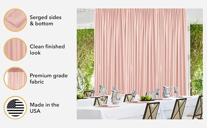 AK TRADING CO. 10 feet x 10 feet Coral IFR Polyester Backdrop Drapes Curtains Panels with Rod Pockets - Wedding Ceremony Party Home Window Decorations