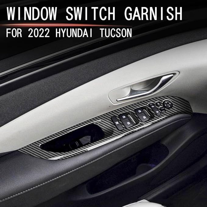 4pcs Carbon Fiber Style Front Rear Doors Window Glass Lift Switch Panel Cover Decorative Sticker Protection Car Interior Accessories for 2022-2024 Hyundai Tucson KT20