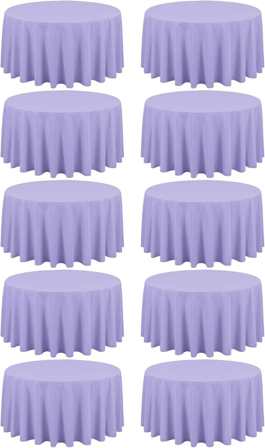 10 Pack Lavender Round Tablecloths - 120 Inch, Polyester Table Cover, Stain and Wrinkle Resistant Washable Fabric Table Cloth for Wedding Banquet Parties