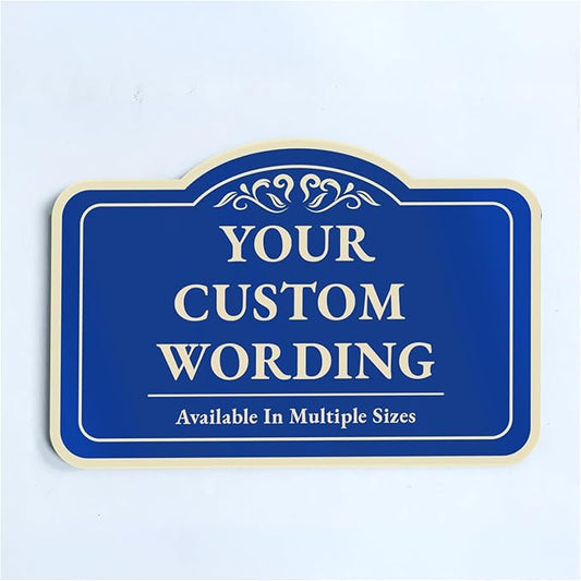 Custom Decorative Outdoor Metal Sign, Personalized Aluminum, Customized Driveway Sign, Waterproof Made In USA, Design 1 Blue Steel 12x8 In