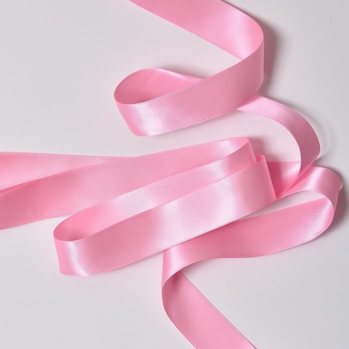 5/8 Inch Pink Satin Ribbon 50 Yards Solid Fabric Ribbons for Gift Wrapping, Crafts and DIY Projects, Bows Making, Wedding, Party, Holiday Decor