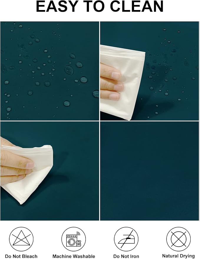 Fokitut 2 Pack Waterproof Round Tablecloth, 132 Inch, Stain Resistant and Wrinkle Polyester Table Cloth, Fabric Table Cover for Kitchen Dining, Wedding, Party, Holiday Dinner-Peacock Blue