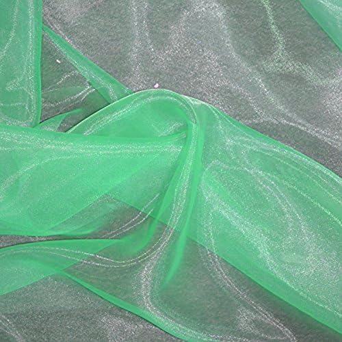 VDS Mint Organza Fabric, 50 Yards Continuous, 45” Wide, Wedding Party Decoration Iridescent Crystal Sheer Shiny Organza Tulle Bridal Dress DIY Crafts Costume Sewing Backdrop Arch Cloth