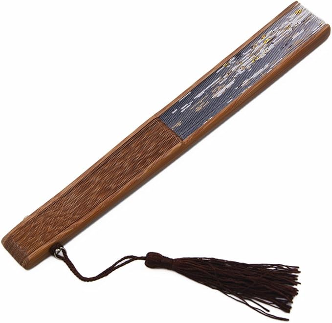 Amajiji Charming Elegant Modern Woman Handmade Bamboo Silk 8.27" (21cm) Folding Pocket Purse Hand Fan, Collapsible Transparent Holding Painted Fan with Silk Pouches/Wrapping. (CZT-06)