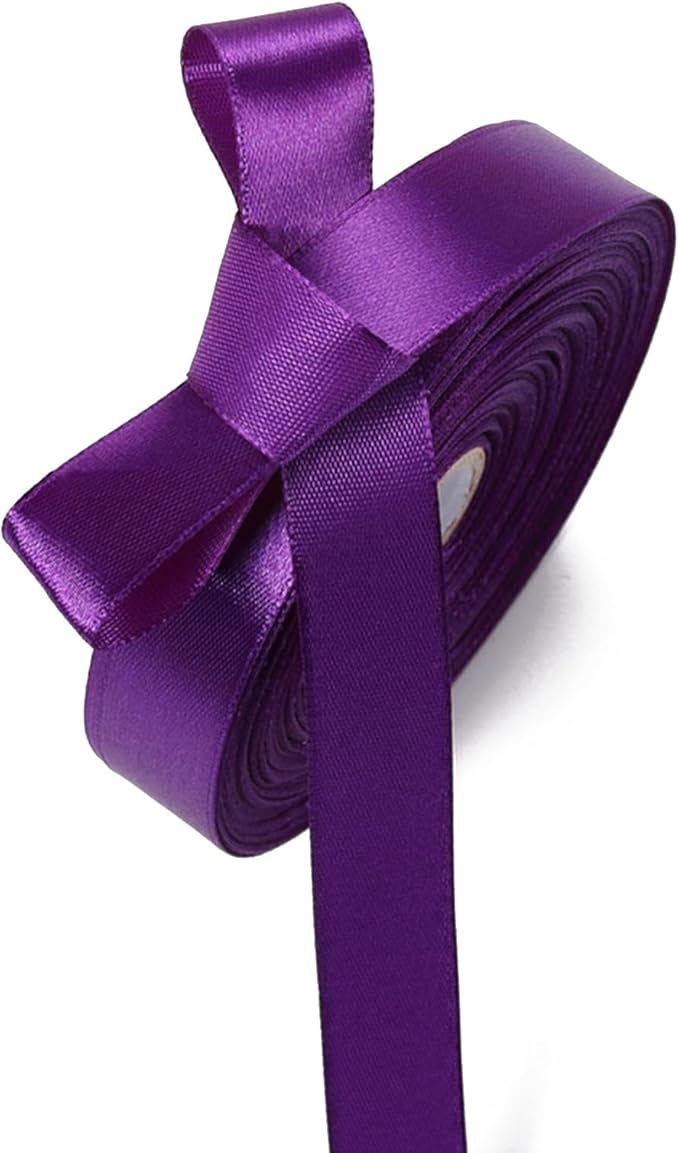 5/8 Inch Regal Purple Satin Ribbon 50 Yards Solid Fabric Ribbons for Gift Wrapping, Crafts and DIY Projects, Bows Making, Wedding, Party, Holiday Decor