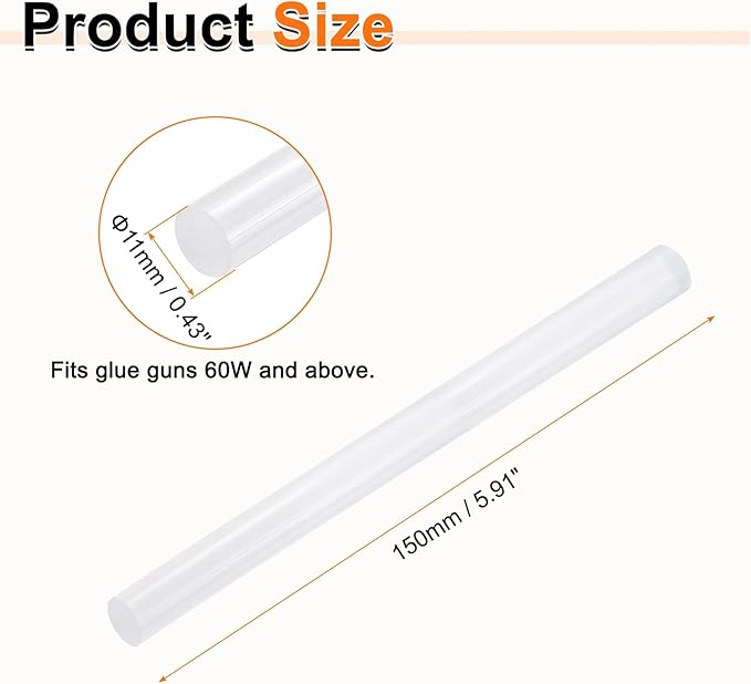 HARFINGTON 10pcs Hot Glue Sticks 0.43" Dia x 5.91" Long EVA Mini Hot Melt Adhesive Glue Stick for Hot Melt Gun Wood Plastic Glass Flowers Fabrics Foam, Clear