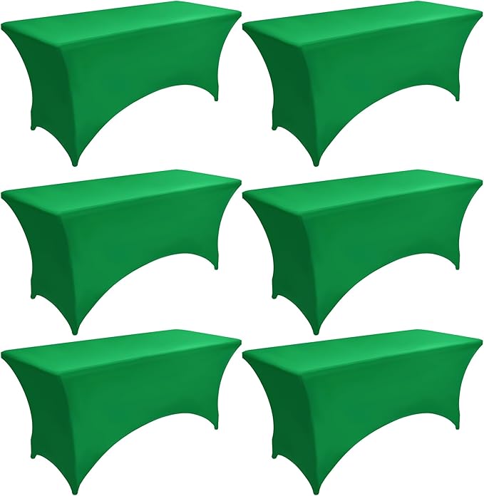 6-Pack 6ft Spandex Table Covers for Rectangle Standard Folding Tables - Wrinkle Resistant Stretch Tablecloths - Ultimate Fitted Table Protector for Parties, Trade Shows, Wedding