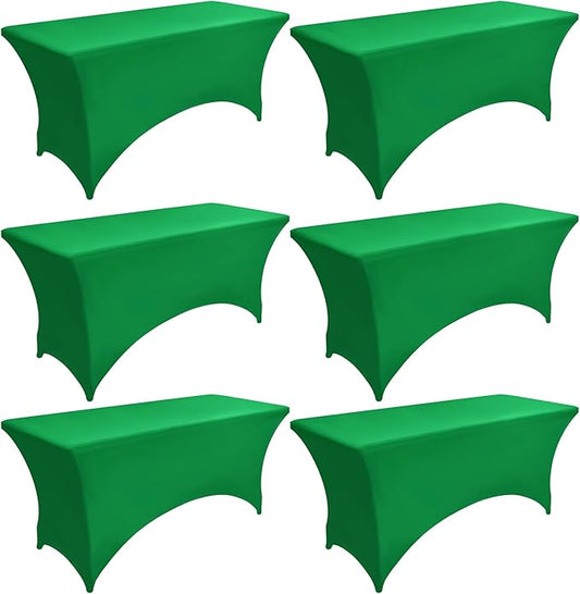 6-Pack 6ft Spandex Table Covers for Rectangle Standard Folding Tables - Wrinkle Resistant Stretch Tablecloths - Ultimate Fitted Table Protector for Parties, Trade Shows, Wedding