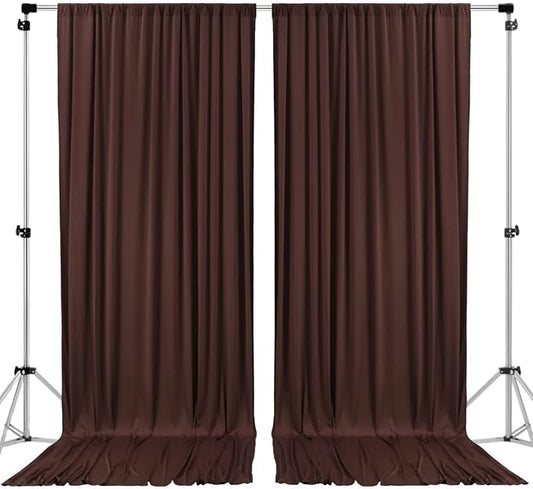 AK TRADING CO. 10 feet x 10 feet Brown IFR Polyester Backdrop Drapes Curtains Panels with Rod Pockets - Wedding Ceremony Party Home Window Decorations