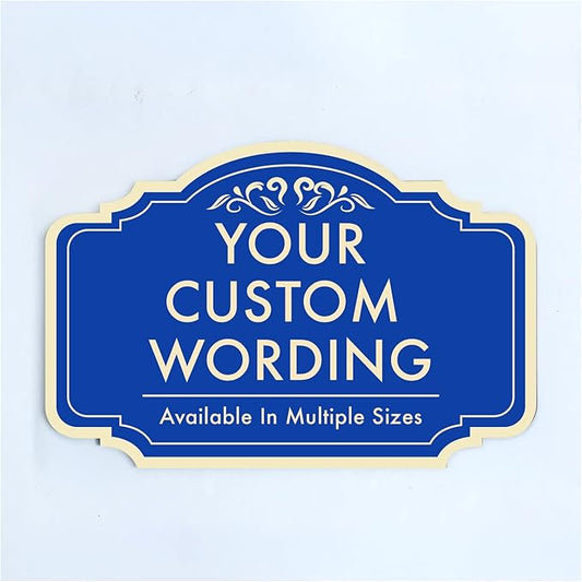Custom Decorative Outdoor Metal Sign - Personalized Aluminum Driveway Sign, Waterproof, Made in USA - Design 2 Blue Steel 12x8 In