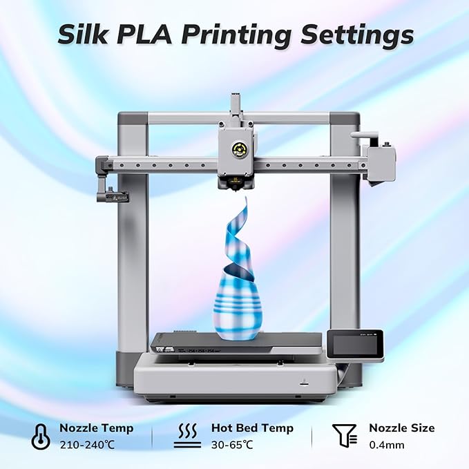 AMOLEN Silk PLA 3D Printer Filament, Shiny Multicolor Rainbow PLA Filament 1.75mm, Fast Color Change PLA 3D Printing Filament for Most FDM 3D Printer, Blue Pink White, 1kg (2.2lbs)
