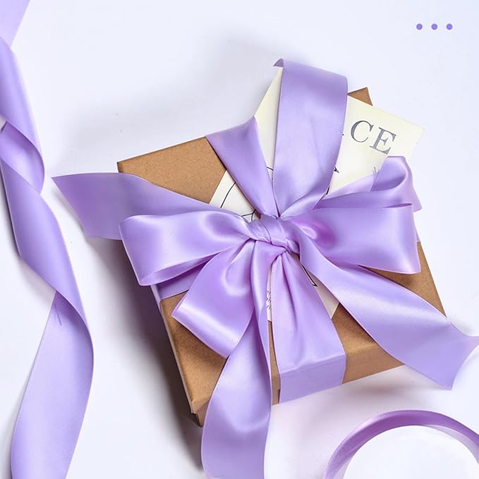 1-1/2" x 50 Yards Light Purple Satin Ribbon Single Faced Fabric Ribbons for Gift Wrapping, Crafting, Floral Arrangements, Flower Bouquet, Wedding, Home Decor