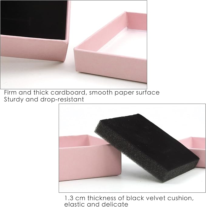 Gift Box Necklace Earring Ring Box Gift Box,12 Pieces Square Cardboard Jewelry Gift Boxes,Cotton Filled Cardboard Paper Jewelry Box Gift Case (3.5x3.5x1.25 Inches) (Pink)