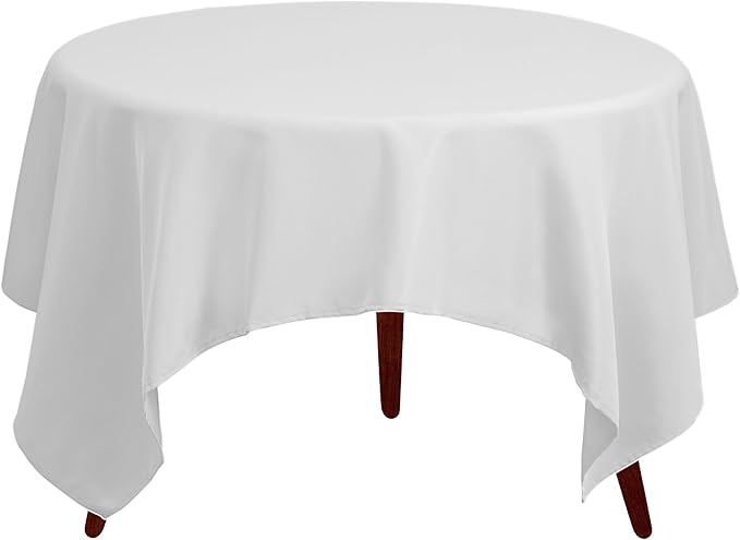 Gee Di Moda Square Tablecloth - 70 x 70 Inch White Table Cloth for Medium Square or Round Tables - Heavy Duty Washable Fabric - for Buffet Table, Holiday Party, Dinner, Wedding & Baby Shower