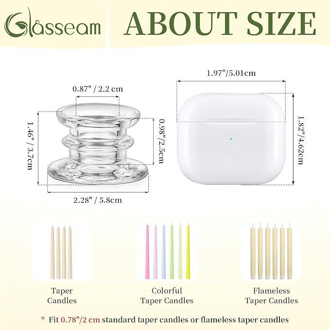 Glasseam Glass Tapered Candlestick Holders: 20Pcs Clear Taper Candle Holders Bulk Modern Small Candle Stick Candle Holder Short for Table Centerpiece Wedding Christmas Dinner Party Decor