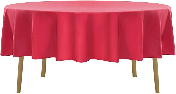 90 inch Round Tablecloth Washable Polyester Table Cloth Decorative Table Cover for Wedding Party Dining Banquet（90 inch,Red）