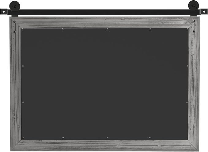 COGOOD Farmhouse Barn Door Mirror - 41" x 26" Rustic Wood Framed Wall Mirror for Bathroom, Living Room, Entryway Wall Decor (Grey)