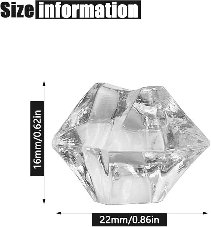 Fake Crushed Ice Cubes, Vase Fillers, 150 pcs 16*22 mm Fake crushed Ice Cubes Artificial Acrylic Crystal Rocks Diamonds for Vase Fillers, Party Favor, Wedding Decoration (0.86*0.62inch,Clear)