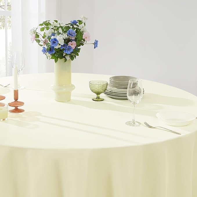 Round Tablecloth 120 Inch Tablecloth 6 Pack Ivory Table Cloths Washable Decorative Polyester TableClothes Cover for Dining Table Banquets Buffet Parties and Wedding