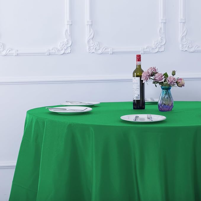 Ascoza 2pack 120 Inch Emerald Round Tablecloth in Washable Polyester Fabric for Wedding/Banquet/Restaurant/Parties
