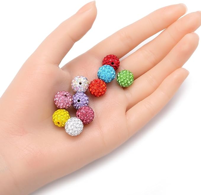100pcs Adabele Grade A Suncatcher Crystal Rhinestone Pave Loose Beads 12mm Jet Hematite Black Polymer Clay Disco Ball Spacers Compatible with Shamballa All Craft Jewelry Making DB12-31