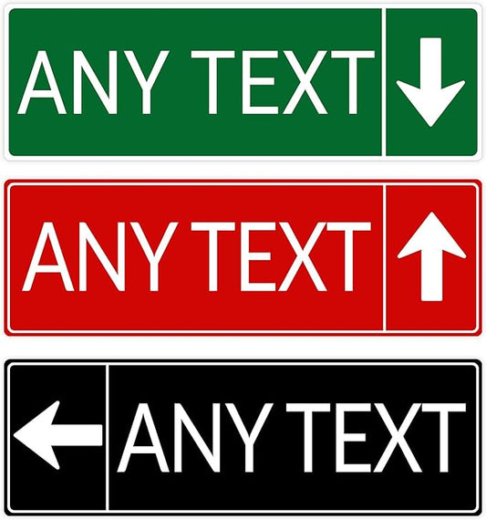 Custom Signs Outdoor Metal, Personalized Street Reflective Sign with Arrow, 8x24 Inches, Single/Double Sided, Rust Free Aluminum-UV Protected and Weatherproof