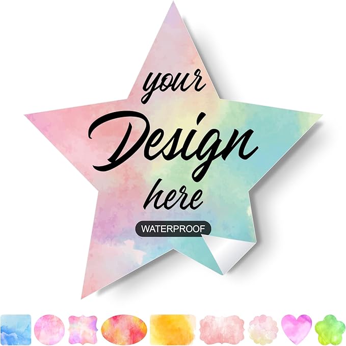 Customized Personalized Labels - Custom Stickers with Any Design Image Logo Text, 100 Labels (Star, 4"x4")