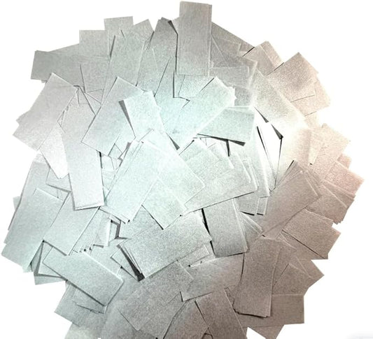 Ultimate Confetti, Silver Shimmer Biodegradable Confetti - Rectangular Flame-Resistant and Slow-Falling Tissue Paper Confetti for Cannon and Launcher use – Best for Celebrations - 1 lb, 16 oz