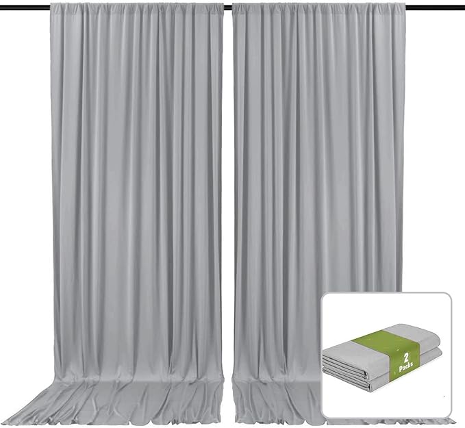 2 Panels Dark Grey Backdrop Curtain, 10 x 10 Feet Background Curtains for Parties, Weddings, Baby Showers, Bachelorette Halloween, Christmas Birthday Party Photoshoot Backdrop Curtains Decorations