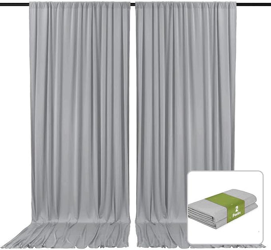 2 Panels Dark Grey Backdrop Curtain, 10 x 10 Feet Background Curtains for Parties, Weddings, Baby Showers, Bachelorette Halloween, Christmas Birthday Party Photoshoot Backdrop Curtains Decorations