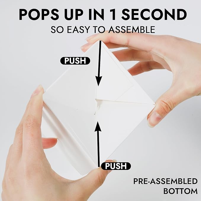 JCD 120 Packs Individual Cupcake Box White with Insert, 3.5" Cupcake Containers Single with Insert and Window for Hot Cocoa Bombs and Cookies, Pre-Assembled for Wedding Birthday Party (White/120Pcs)