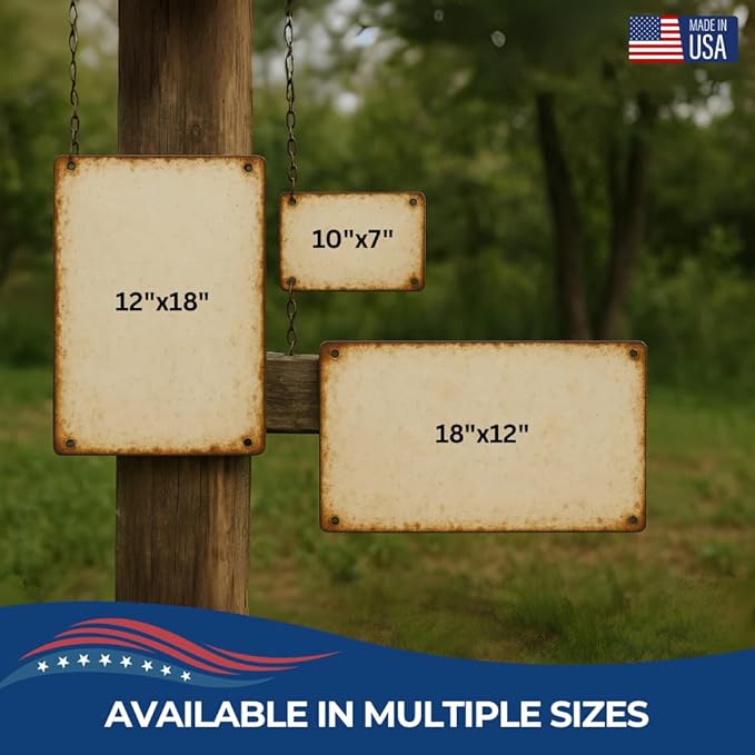 Custom Metal Signs By DC for Outdoor Use – Heavy Duty 1mm Thick Personalized Metal Sign | Vintage Outdoor Wall Art, Yard Decor, Street, Garage & Garden Signs | Multiple sizes | Made in USA