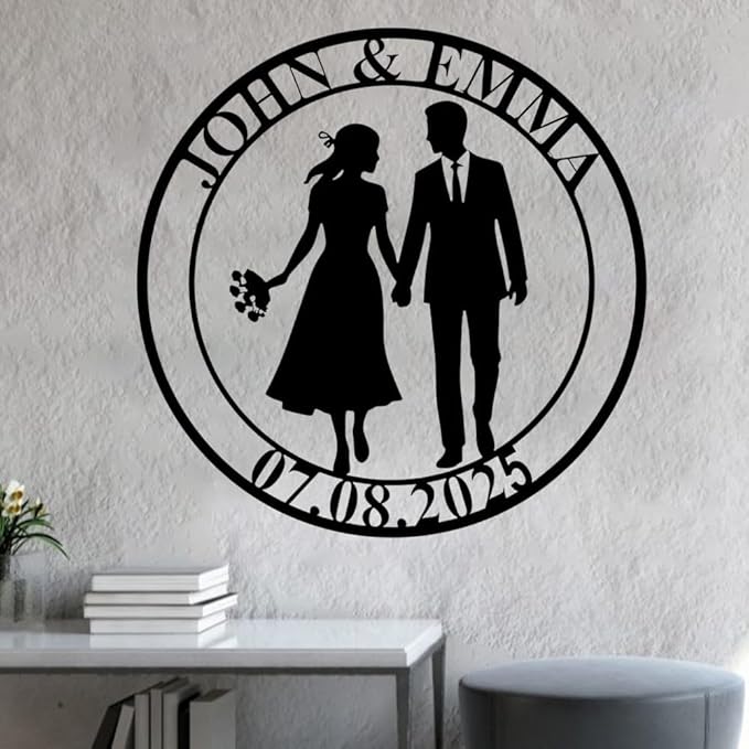 NAZENTI Personalized Metal Sign Gift, Wedding Gift, Family Name Sign, Outdoor Name, Anniversary, Home Decor, Front Door
