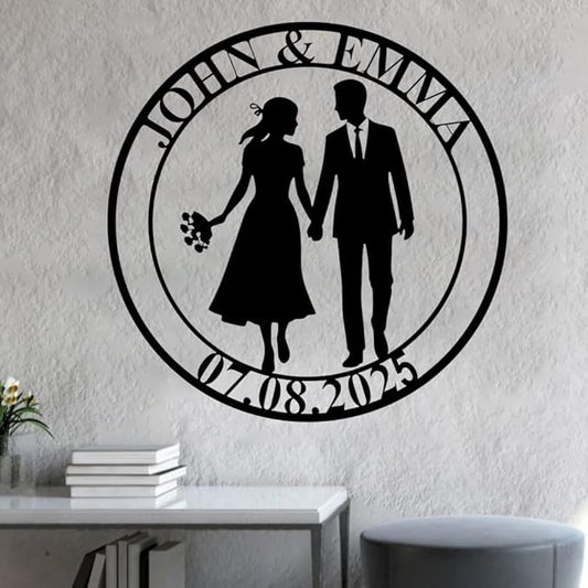 NAZENTI Personalized Metal Sign Gift, Wedding Gift, Family Name Sign, Outdoor Name, Anniversary, Home Decor, Front Door